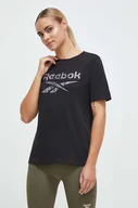 Koszulki sportowe damskie - Reebok t-shirt bawełniany kolor czarny - miniaturka - grafika 1