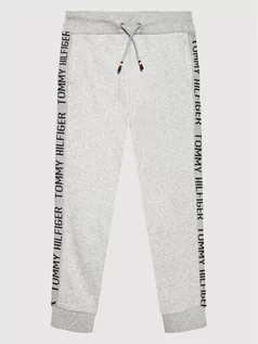 Spodnie i spodenki dla dziewczynek - Tommy Hilfiger Spodnie dresowe KB0KB07492 Szary Regular Fit - grafika 1