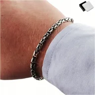 Bransolety męskie - Męska Srebrna Bransoletka Splot Królewski Prezent - miniaturka - grafika 1