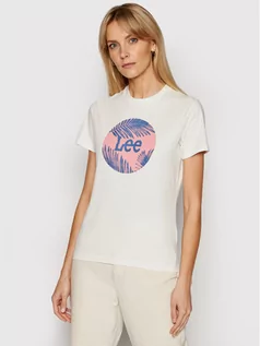 Koszulki i topy damskie - Lee T-Shirt Circle L40TEHMK Beżowy Regular FIt - grafika 1