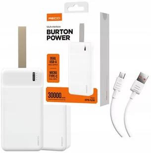 RECCI RPB-N38 STACJA ŁADOWANIA POWERBANK 30000MAH Biały - Powerbanki - miniaturka - grafika 1