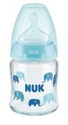 Butelki dla niemowląt - NUK Butelka FC+ szklana 120ml (smoczek SILIKON do mleka) niebieska 747114C - miniaturka - grafika 1