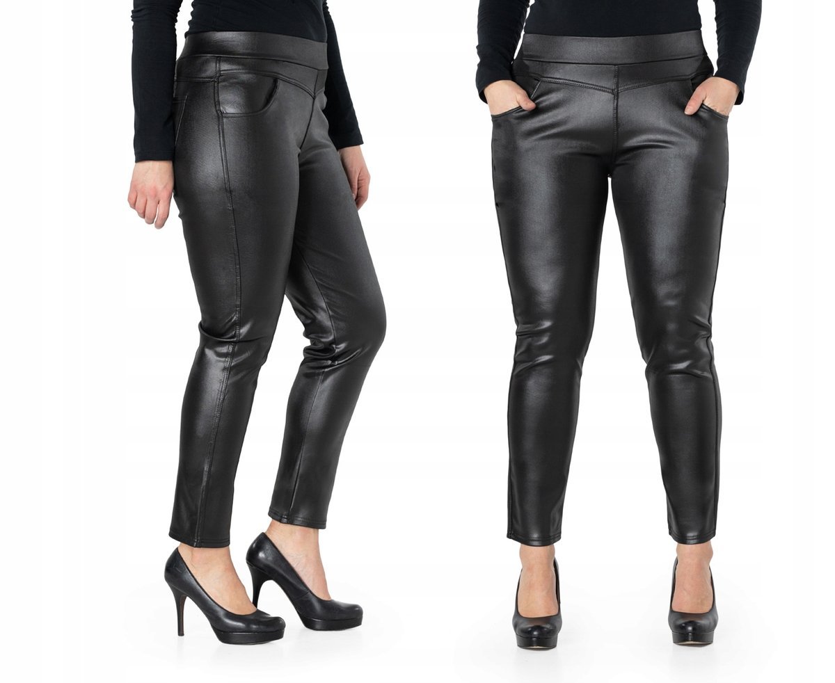 Czarne Spodnie Rurki Damskie EkoSkóra 1905 2XL/3XL