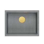 Zlewozmywaki - JOSH 110 GraniteQ zlewozmywak silver stone 59,5x45,1x21,5 cm 1-komorowy podwieszany z syfonem manualnym złoty - miniaturka - grafika 1