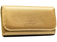 Portfele - Złoty portfel damski 4U CAVALDI duży klasyczna na zatrzask poziomy elegancki modny skóra ekologiczna - miniaturka - grafika 1