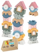 Zabawki sensoryczne - Drewniana Układanka SENSoryczna WIEŻA RÓWNOWAGI zabawki klocki montessori Viga 18m+ montessori - miniaturka - grafika 1