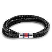 Bransolety męskie - Elegancka Czarna Skórzana Bransoletka Męska Tommy Hilfiger - 2790426 - miniaturka - grafika 1