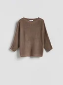 Swetry damskie - Reserved - Gładki sweter - brązowy - miniaturka - grafika 1