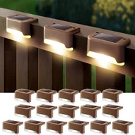 Lampy ogrodowe - Lampy solarne zewnętrzne, brązowe, ciepłe światło, 16 szt., 7,8*2,8*4,7 cm, wodoodporne, akrylowe, LED, odpowiednie do schodów - miniaturka - grafika 1