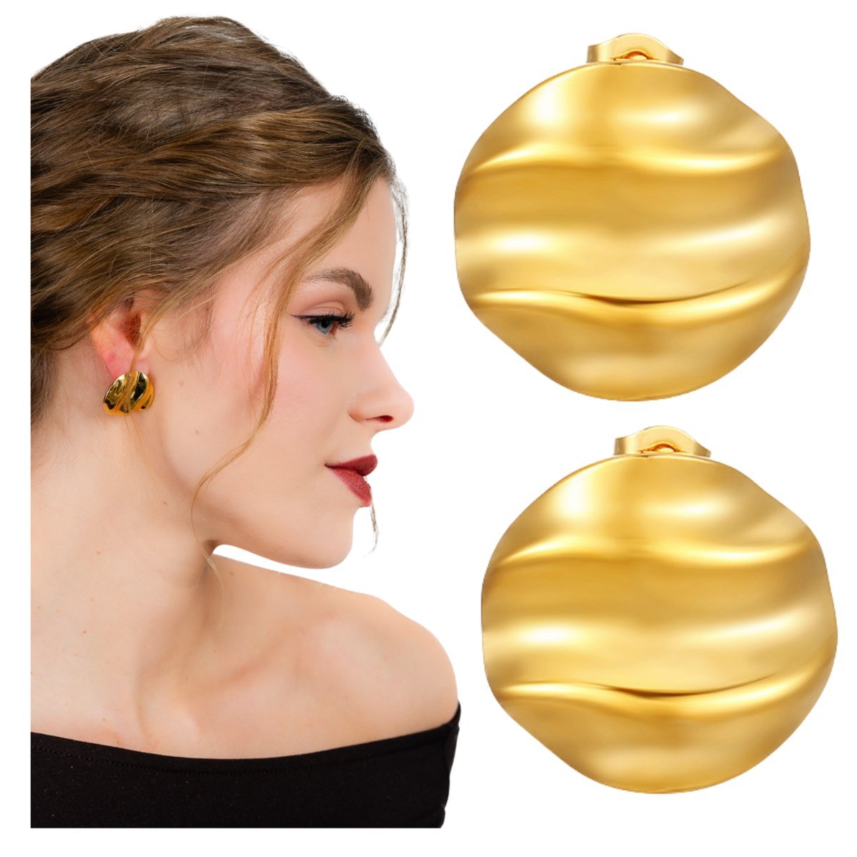 Kolczyki Sztyfty Złote Kółka ze Stali Chirurgicznej 316L Pozłacane Lekkie