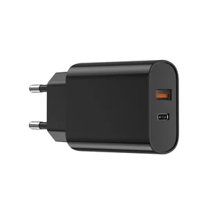 WIWU ładowarka sieciowa Wi-U002 PD + QC 20W 1x USB 1x USB-C czarna - Ładowarki do telefonów - miniaturka - grafika 1