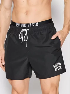 Kąpielówki męskie - Calvin Klein Swimwear Szorty kąpielowe Medium Double KM0KM00740 Czarny Regular Fit - grafika 1