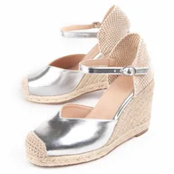 Espadryle damskie - Montevita Wedge Sparto Balenci4 Srebrny - miniaturka - grafika 1