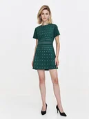 Sukienki - Sukienka mini z imitacji zamszu w kolorze zieleni - miniaturka - grafika 1