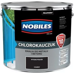 Nobiles CHLOROKAUCZUK- emalia do betonu i metalu, czarna, 10 l - Farby do metalu - miniaturka - grafika 1