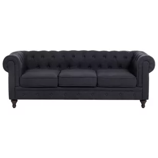 Beliani Sofa 3-osobowa grafitowa CHESTERFIELD 53894 - Sofy i kanapy - miniaturka - grafika 1