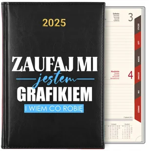 KALENDARZ TERMINARZ PLANER DZIENNY Czarny A5 2025 Prezent dla Grafika WZORY - Notesy i bloczki - miniaturka - grafika 1