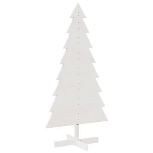 vidaXL Drewniana choinka do udekorowania, biała, 150 cm, sosnowa - Choinki - miniaturka - grafika 1