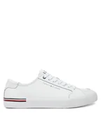 Trampki męskie - Tommy Hilfiger Tenisówki Core Corporate Vulc Leather FM0FM05399 Biały - miniaturka - grafika 1