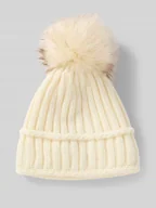 Czapki damskie - Czapka z dzianiny z dodatkiem wełny i pomponem - miniaturka - grafika 1