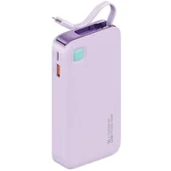 Powerbanki - USAMS Powerbank ze zwijanym kablem Retractable Lightning 10000 mAh PD 20W Fast Charge XY Series fioletowy/purple 10KCD22503 (US-CD225) - miniaturka - grafika 1