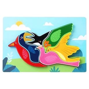 Puzzle drewniane Ptaszek układanka montessori - Układanki dla dzieci - miniaturka - grafika 1