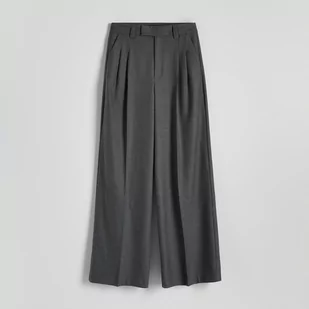 Reserved - Szerokie spodnie z metalizowaną nitką - Szary - Spodnie damskie - miniaturka - grafika 1