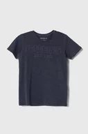 Koszulki dla chłopców - Guess t-shirt bawełniany dziecięcy kolor fioletowy z aplikacją - miniaturka - grafika 1