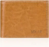 Portfele - Solier Elegancki skórzany męski portfel SOLIER camel ANA - miniaturka - grafika 1
