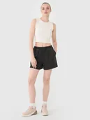 Spodenki damskie - 4F Spodenki casual z dzianiny waflowej damskie - czarne L - miniaturka - grafika 1