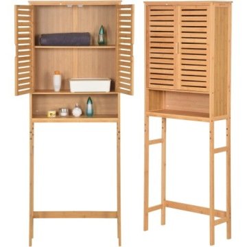 Szafka Łazienkowa Stojąca Regał Łazienkowy z Półkami Bambus 170x66x23 cm