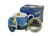 Kubki - Kubek z zaparzaczem i pokrywką porcelanowy, baryłka DUO Starry Night Vincent Van Gogh 430 ml - miniaturka - grafika 1