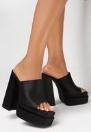 Klapki i japonki damskie - Czarne Klapki Fobmey - miniaturka - grafika 1