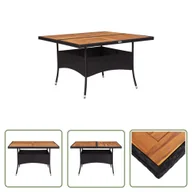 Stoły ogrodowe - The Living Store Stół ogrodowy - czarny - polirattan i lite drewno akacjowe - Stół Ogrodowy - miniaturka - grafika 1