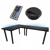 Biurka gamingowe - Biurko Gamingowe Narożne Czarne Solidne - miniaturka - grafika 1