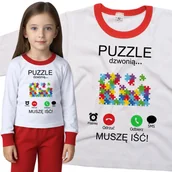 Piżamy dla dziewczynek - Piżama dziecięca Muszę Iść Puzzle Dzwonią 98/104 - VoloDonum - miniaturka - grafika 1
