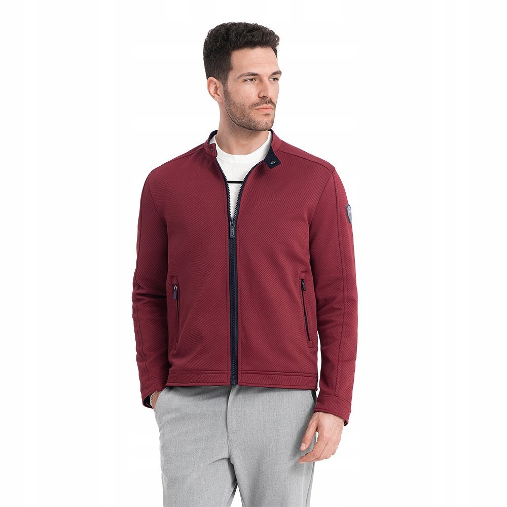 Kurtka męska BIKER ze strukturalnej tkaniny bordowa V2 OM-JANP-0138 M