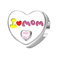 Wisiorki - Zawieszka SREBRO 925 Charms koralik do PANDORA Serce I Love Mom - miniaturka - grafika 1