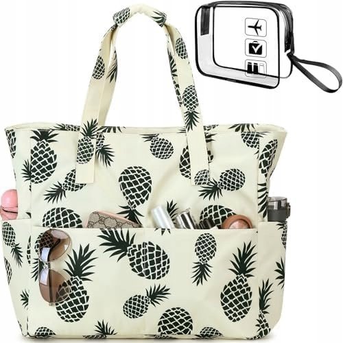 TORBA PLAŻOWA DAMSKA WODOODPORNA DUŻA Z KIESZENIAMI SUWAKIEM TORBA NA PLAŻĘ