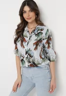 Koszule damskie - Jasnoniebieska Wiskozowa Koszula z Rękawami 3/4 i Guzikami Yoguste - miniaturka - grafika 1