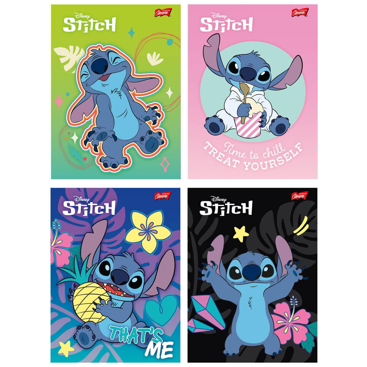 4 SZT. X ZESZYT A5, 16 KARTEK, W TRZY LINIE, STITCH, UNIPAP KAŻDY INNY