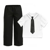 Dresy i komplety dla chłopców - ZESTAW GALOWY BIAŁO-CZARNY 134-140 3el - miniaturka - grafika 1