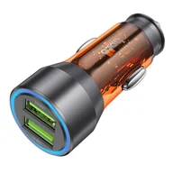 Akcesoria do smartwatchy - HOCO ładowarka samochodowa 2 x USB QC 18W NZ12 transparentna pomarańczowa - miniaturka - grafika 1