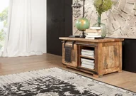 Szafki do salonu - RAILWAY Skrzynia #134 Mango woskowane + metal 76x51x46 cm - miniaturka - grafika 1