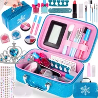 Zabawki kreatywne - Kuferek Kosmetyków Zestaw Do Makijażu I Paznokci Kraina Lodu Dzieci Korona - miniaturka - grafika 1