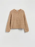 Swetry damskie - Reserved - Kardigan z domieszką alpaki - beżowy - miniaturka - grafika 1