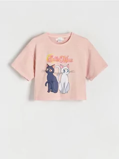 Koszulki dla dziewczynek - Reserved - T-shirt Sailor Moon - brudny róż - grafika 1
