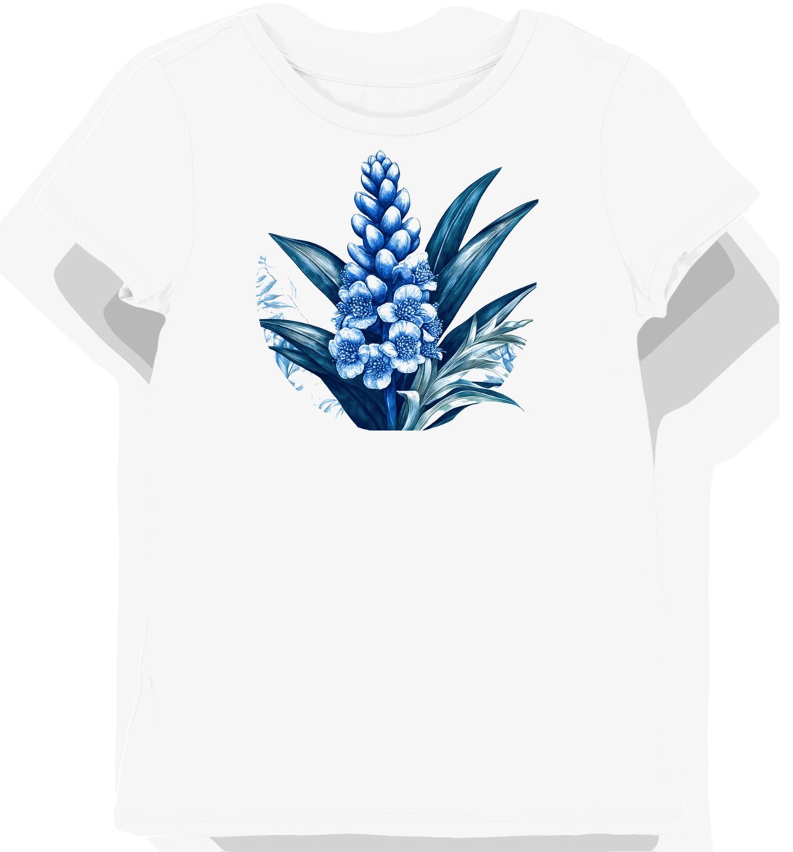 Koszulka damska biała z motywem niebieskiego kwiatu L