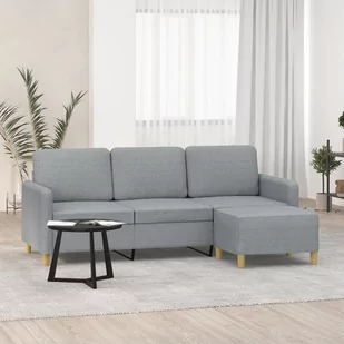 3-osobowa sofa z podnóżkiem, jasnoszara, 180 cm, tkaniną - Sofy i kanapy - miniaturka - grafika 1