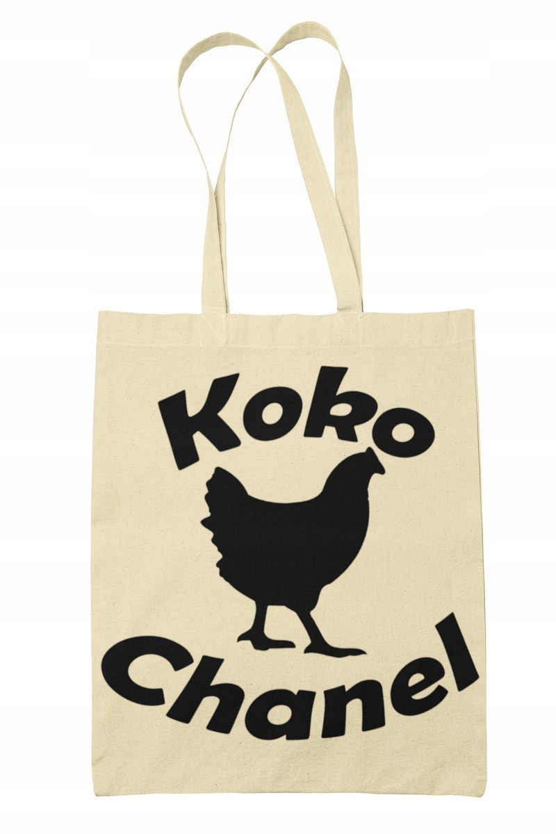 Torba Shopper-Materiał-Na Ramie-Coco Channel-Napis